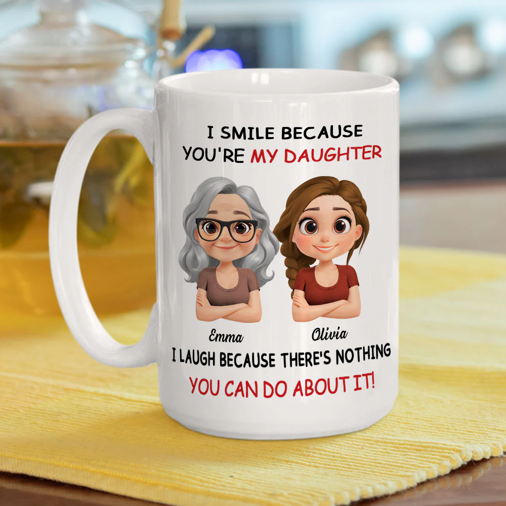 Mom Daughter - Personalized Custom Coffee Mug - Image 4