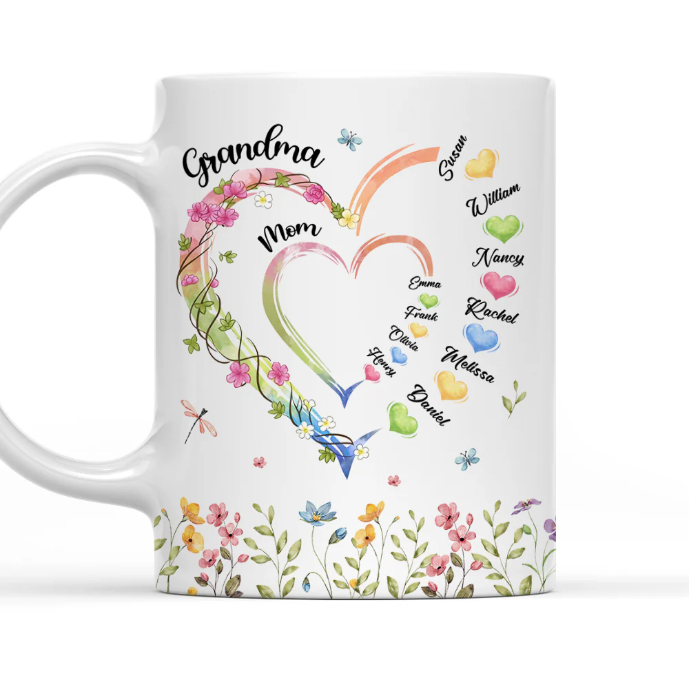 Mom Grandma Hearts - Personalized Custom Coffee Mug