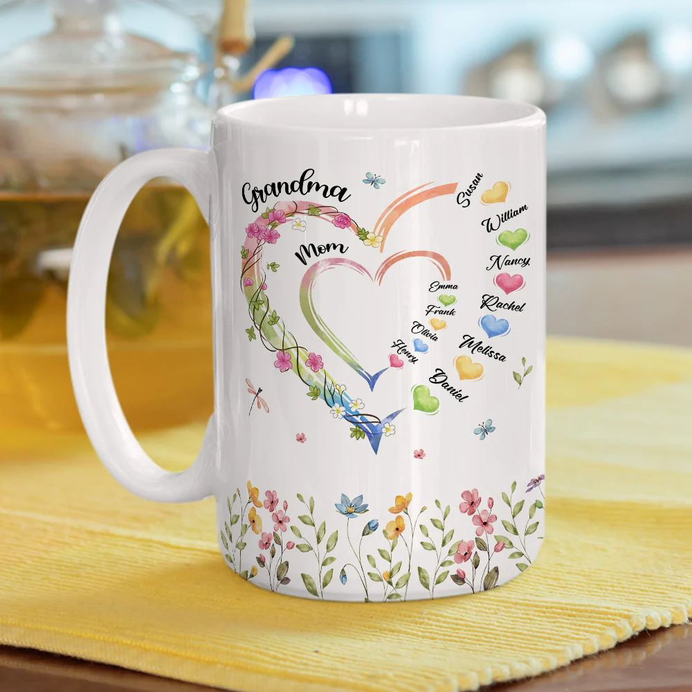 Mom Grandma Hearts - Personalized Custom Coffee Mug - Image 4