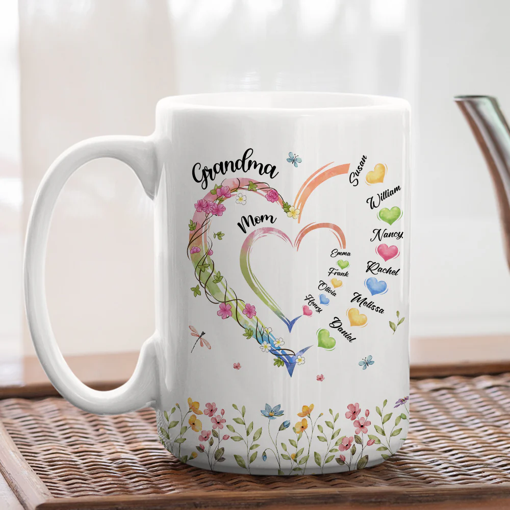 Mom Grandma Hearts - Personalized Custom Coffee Mug - Image 5