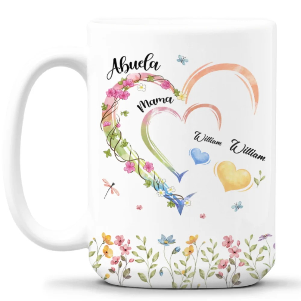 Mom Grandma Hearts - Personalized Custom Coffee Mug - Image 8