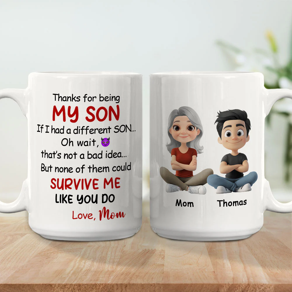 Mom To Son Humor - Personalized Custom Coffee Mug - Image 5