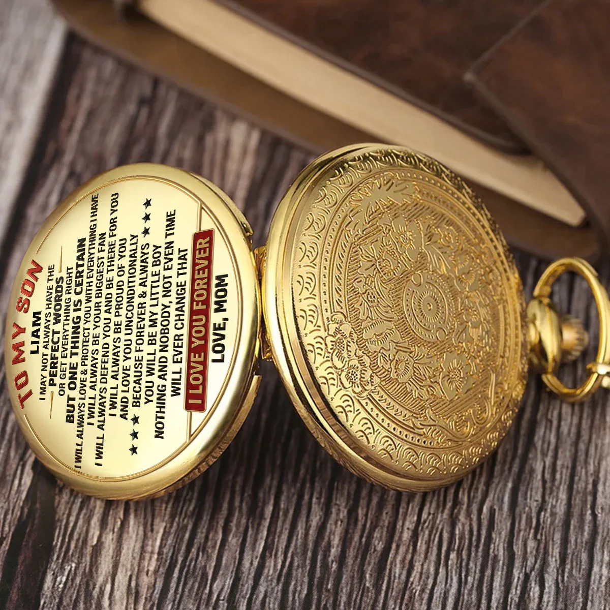 Mom To Son I Will Always - Personalized Custom Print Pocket Watch - Image 2