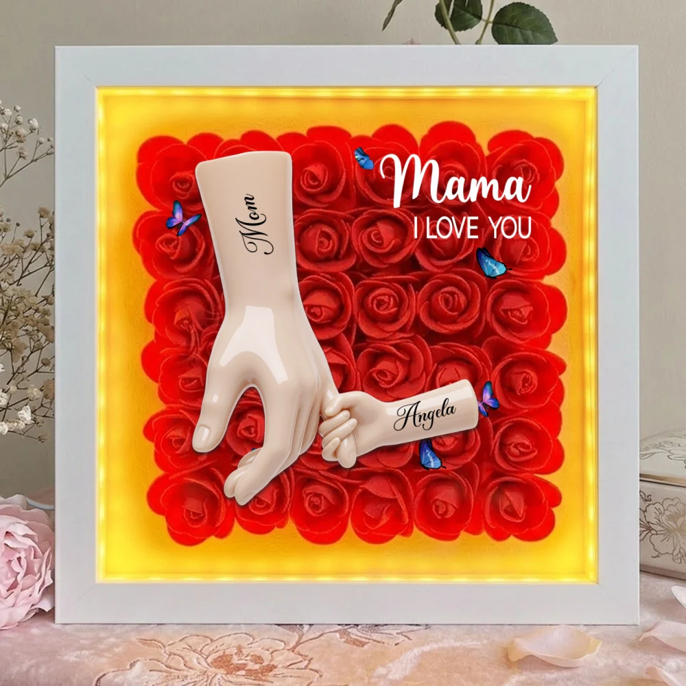 Mommy We Love You - Personalized Custom Flower Shadow Box With LED Light - Image 10