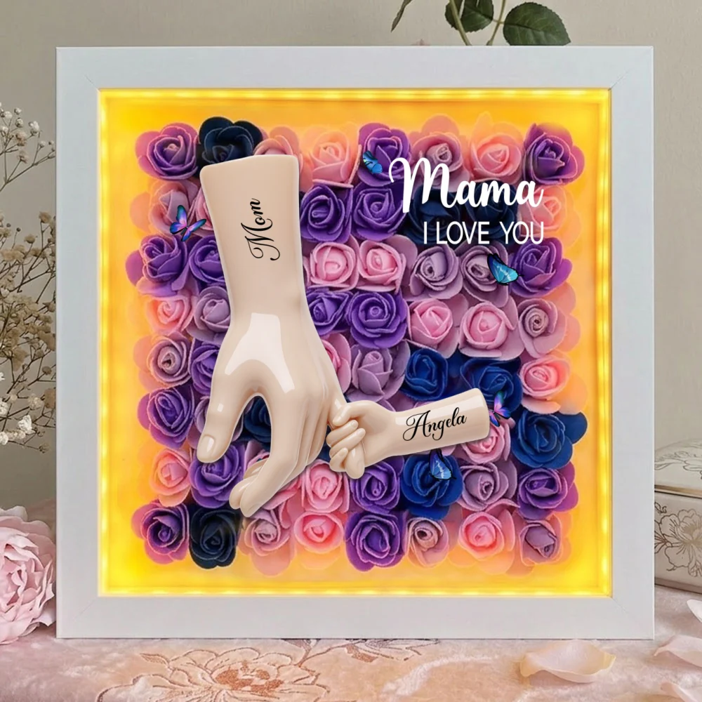 Mommy We Love You - Personalized Custom Flower Shadow Box With LED Light - Image 11
