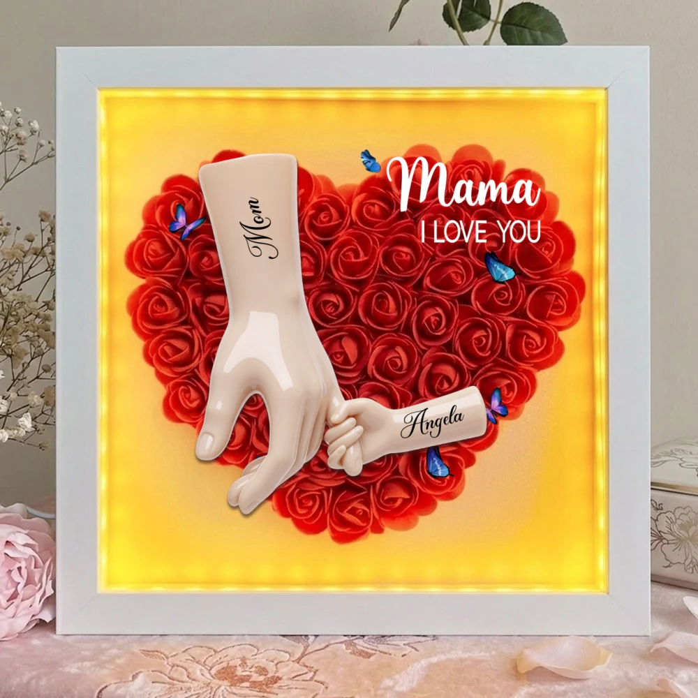 Mommy We Love You - Personalized Custom Flower Shadow Box With LED Light - Image 7