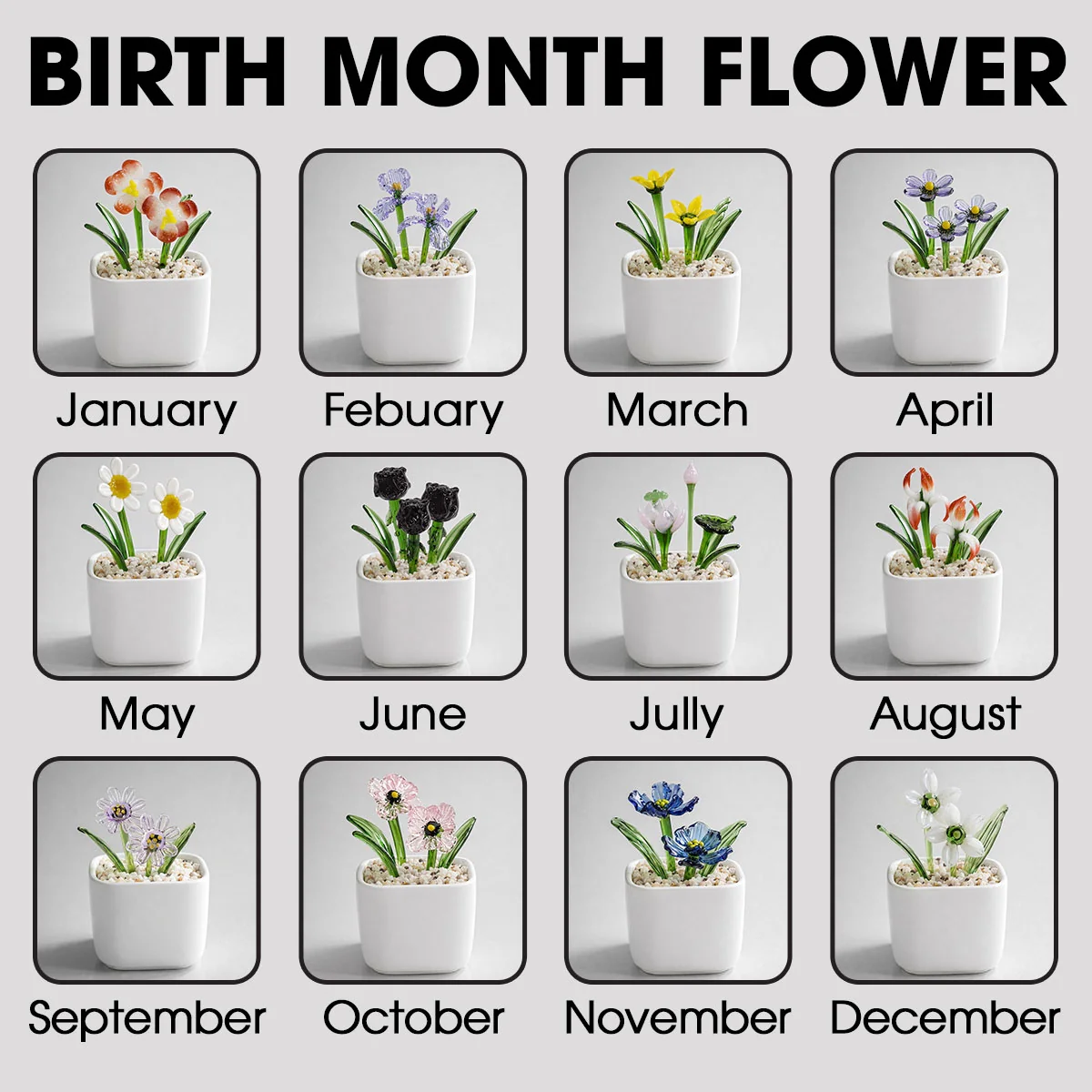 Mother And Daughter Linked Together Cartoon - Personalized Custom Glass Birth Month Flower - Image 8
