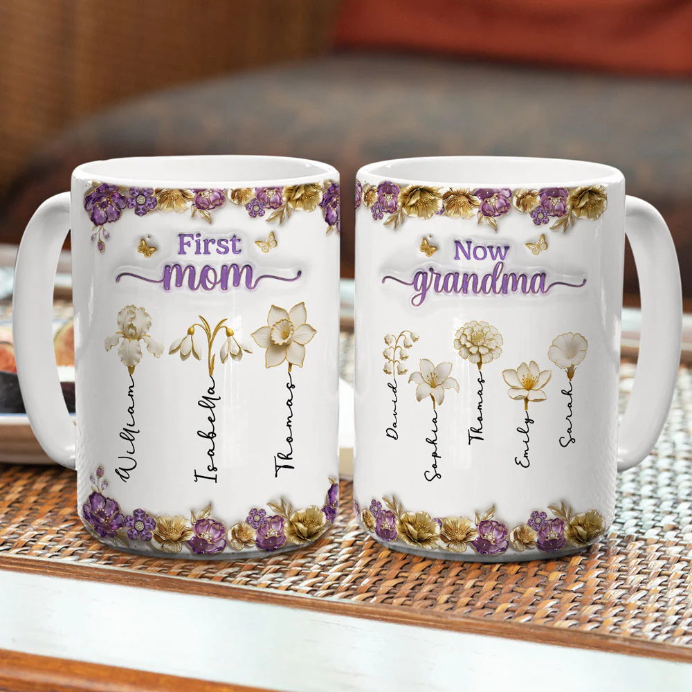 Mother Pearl Grandma Love - Personalized Custom 3D Effect Mug - Image 5