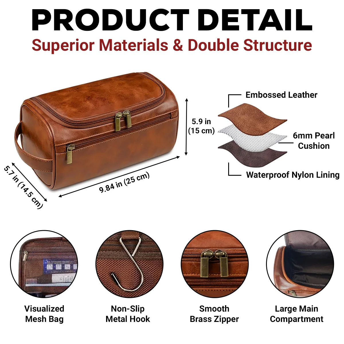 Mr Fix It - Personalized Custom Leather Toiletry Bag - Image 6