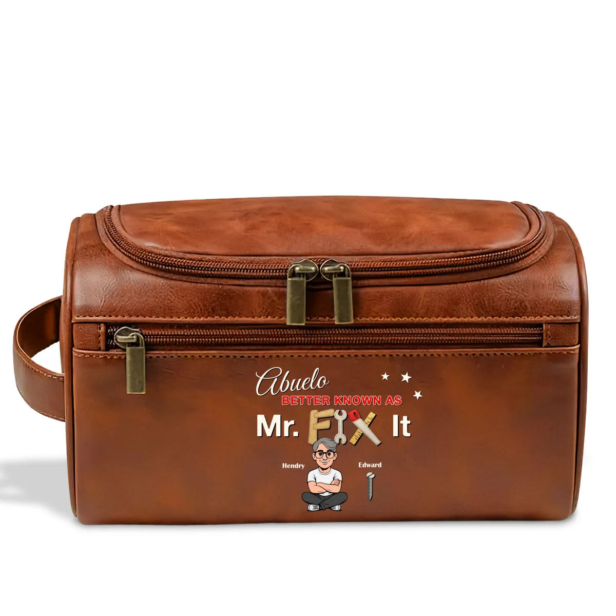 Mr Fix It - Personalized Custom Leather Toiletry Bag - Image 7