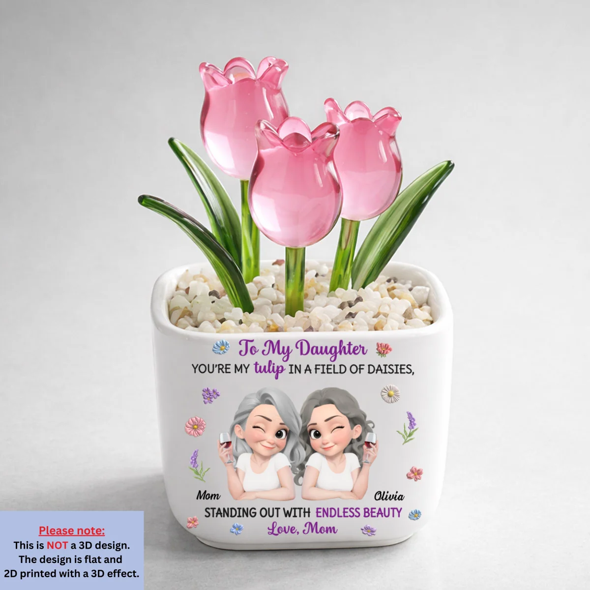 My Daughter Blooms Beautifully - Personalized Custom Glass Everlasting Tulips - Image 10