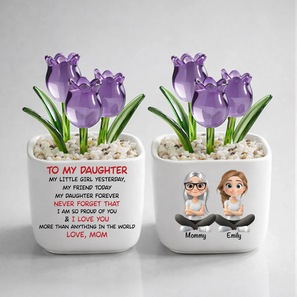 My Daughter Forever - Personalized Custom Glass Everlasting Tulips - Image 10