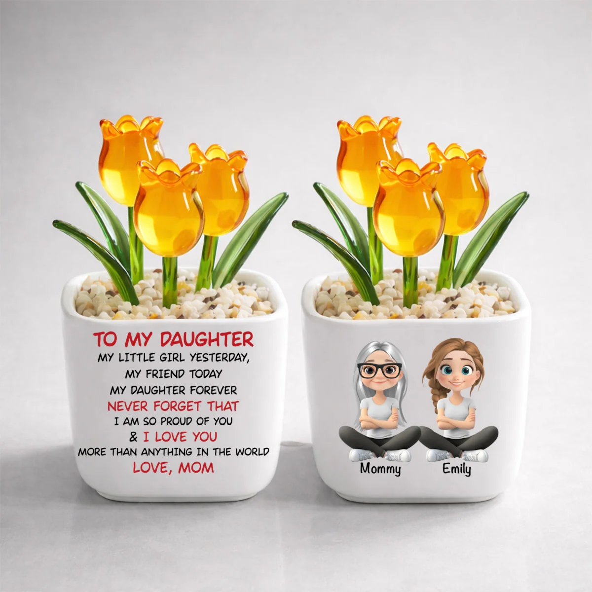 My Daughter Forever - Personalized Custom Glass Everlasting Tulips - Image 11