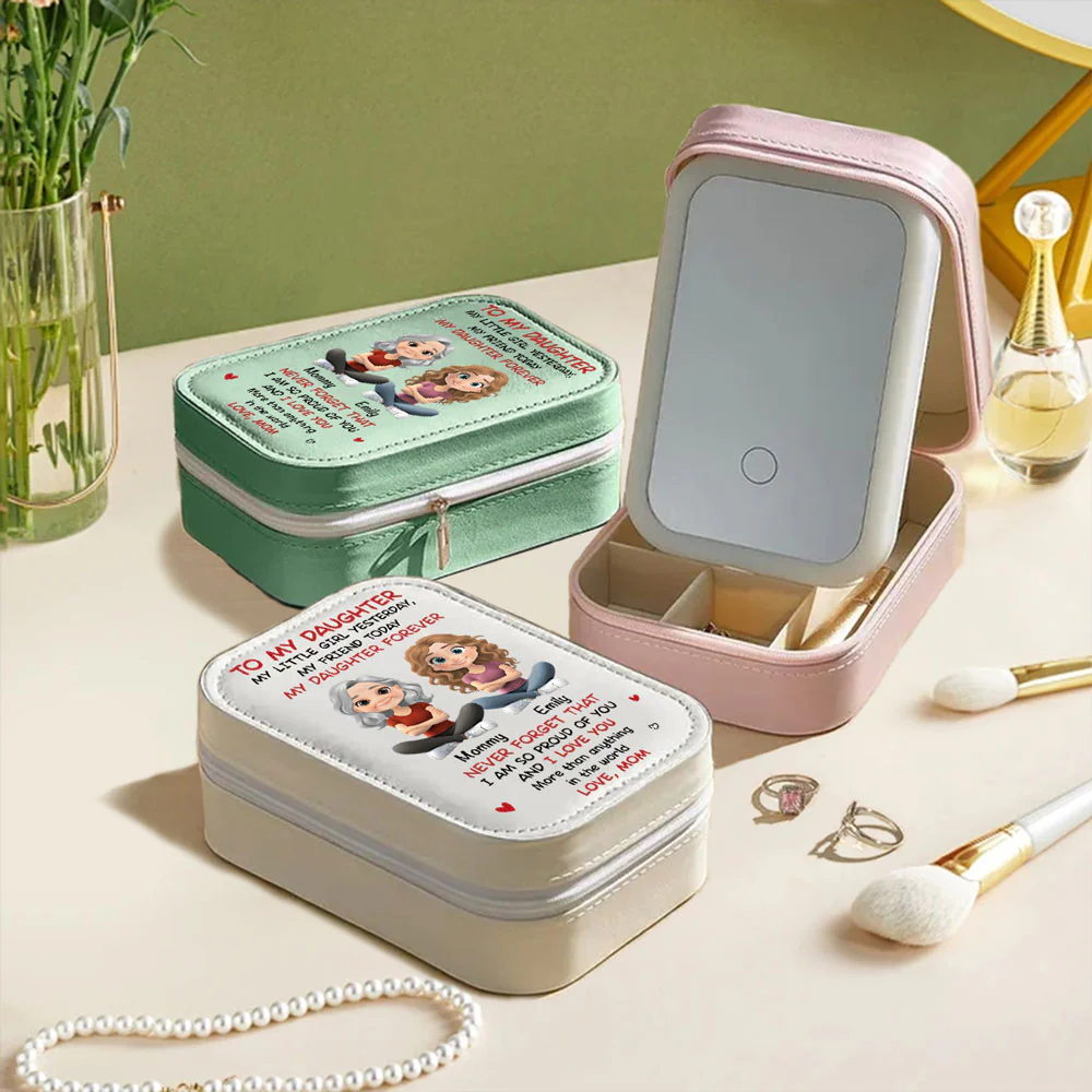 My Daughter Forever - Personalized Custom Jewelry Box With LED Mirror - Image 3