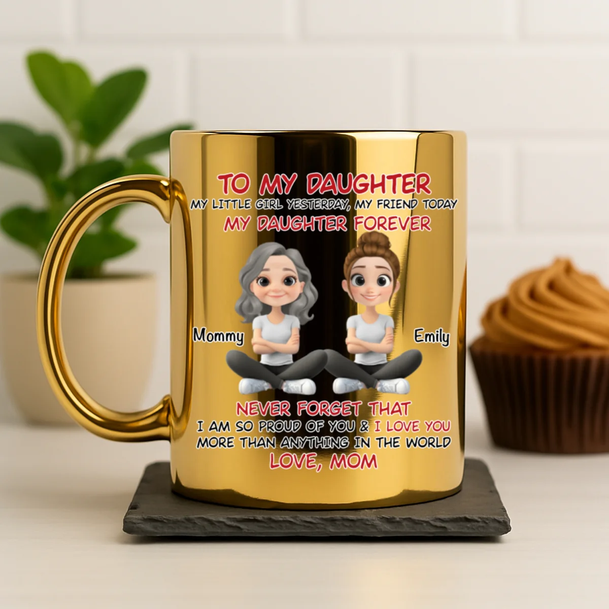 My Daughter Forever - Personalized Custom Metallic Mug - Image 6