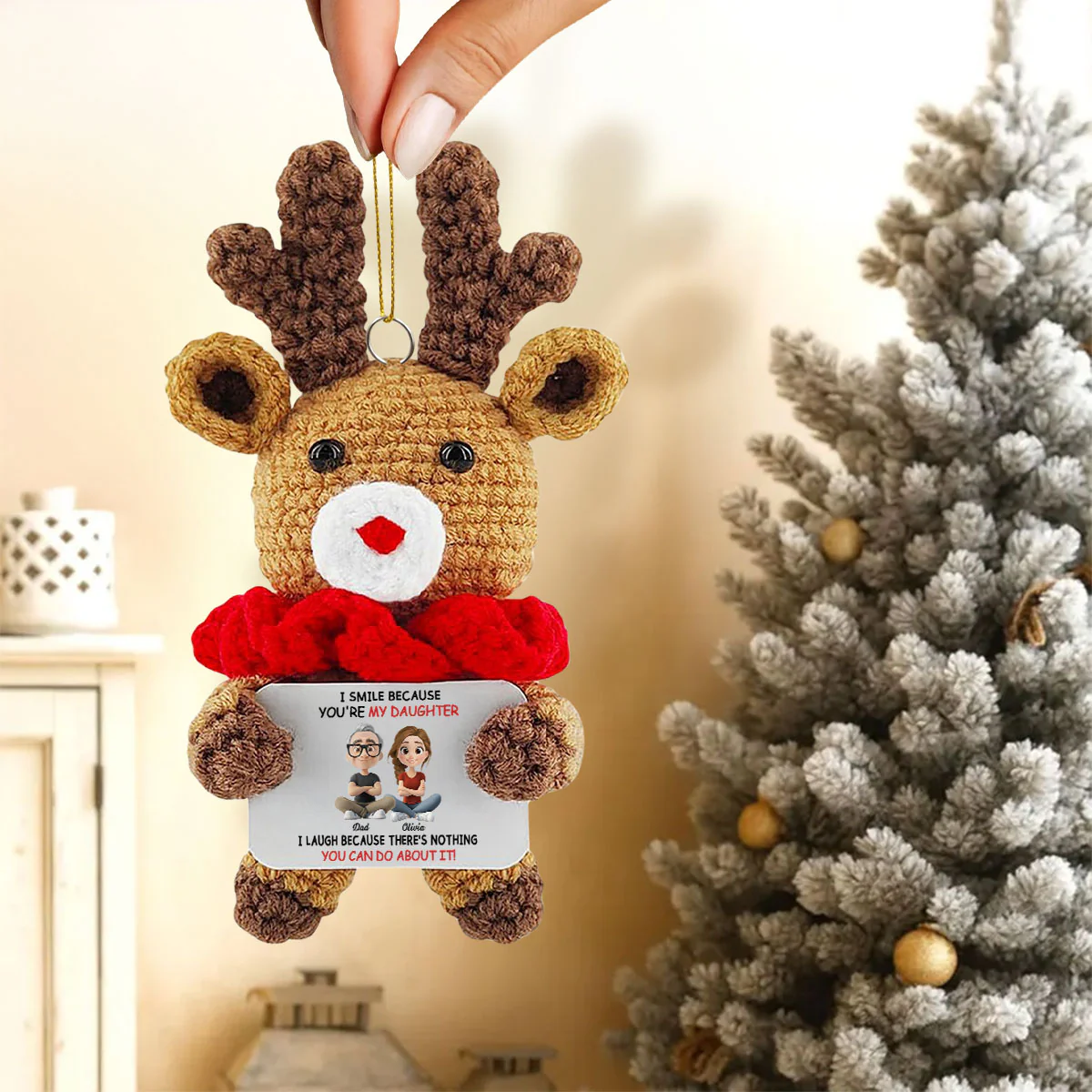 My Daughter - Personalized Custom Deer Crocheted Ornament - Image 2