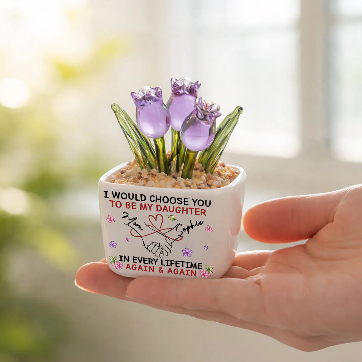 My Daughter - Personalized Custom Glass Everlasting Tulips - Image 6