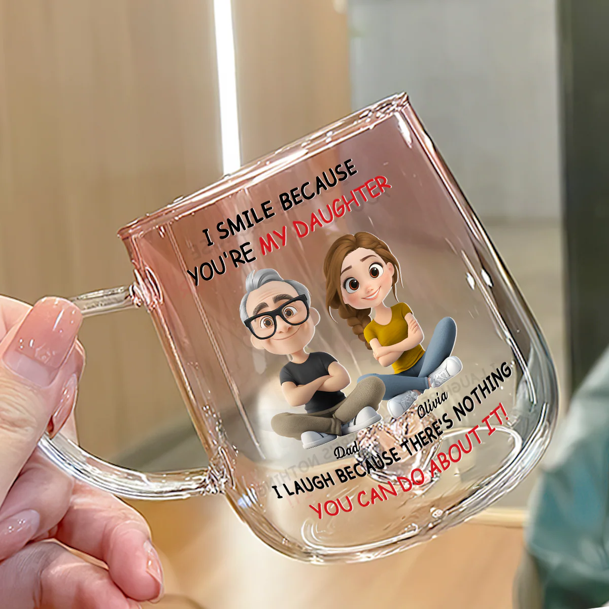 My Daughter - Personalized Custom Pink Gradient Glass Mug - Image 3
