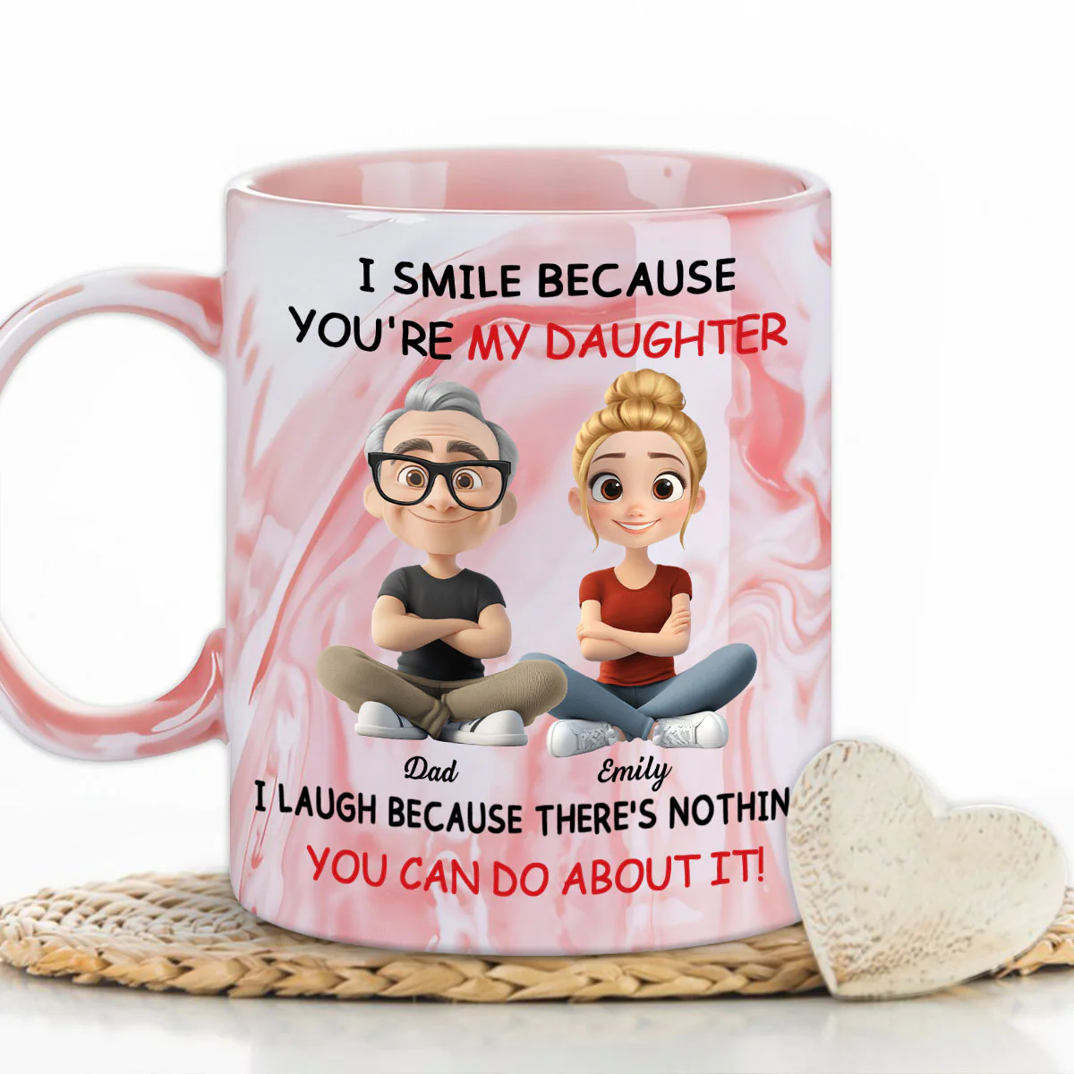 My Daughter - Personalized Custom Pink Marble Mug - Image 5