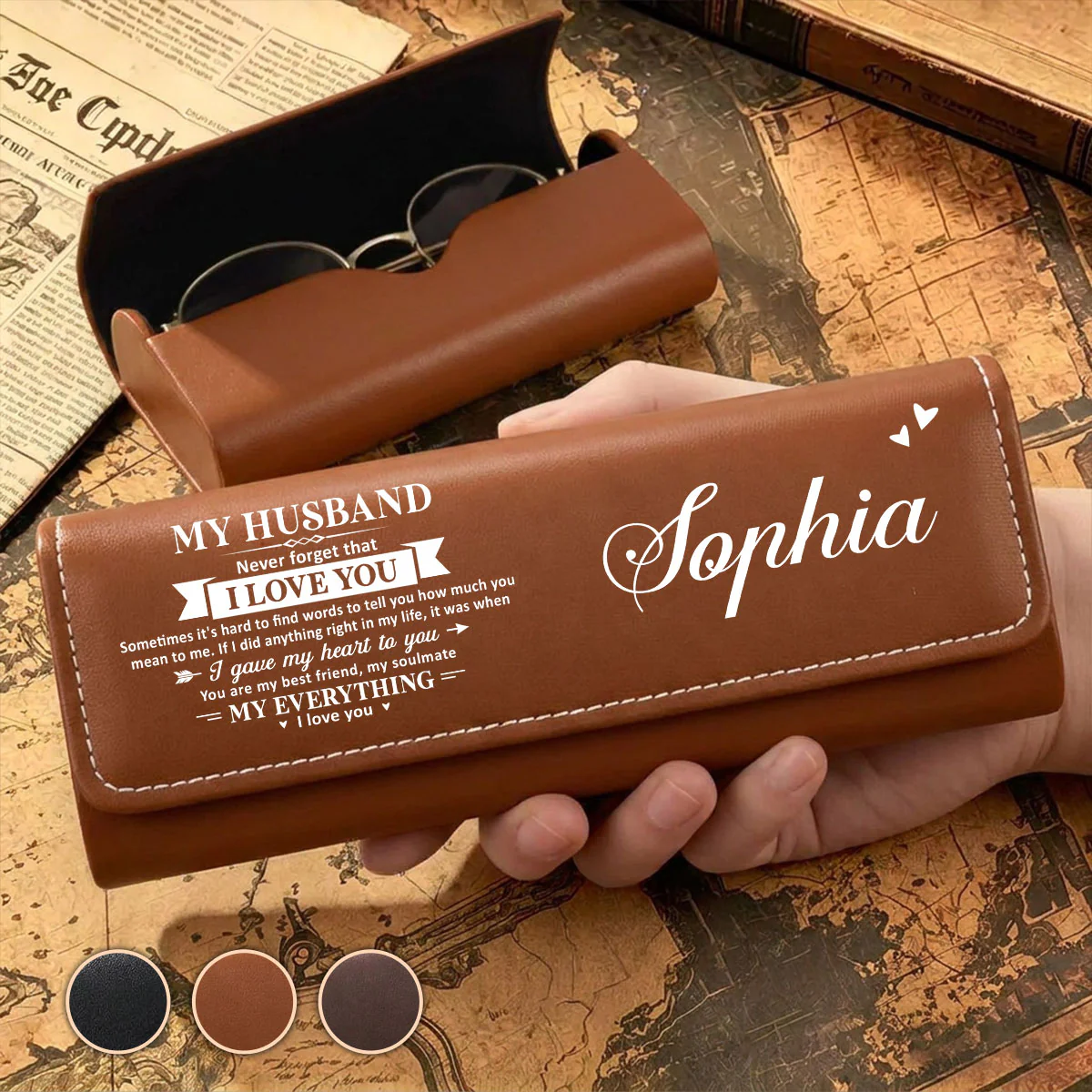 My Everything - Personalized Custom Leather Eyeglass Case