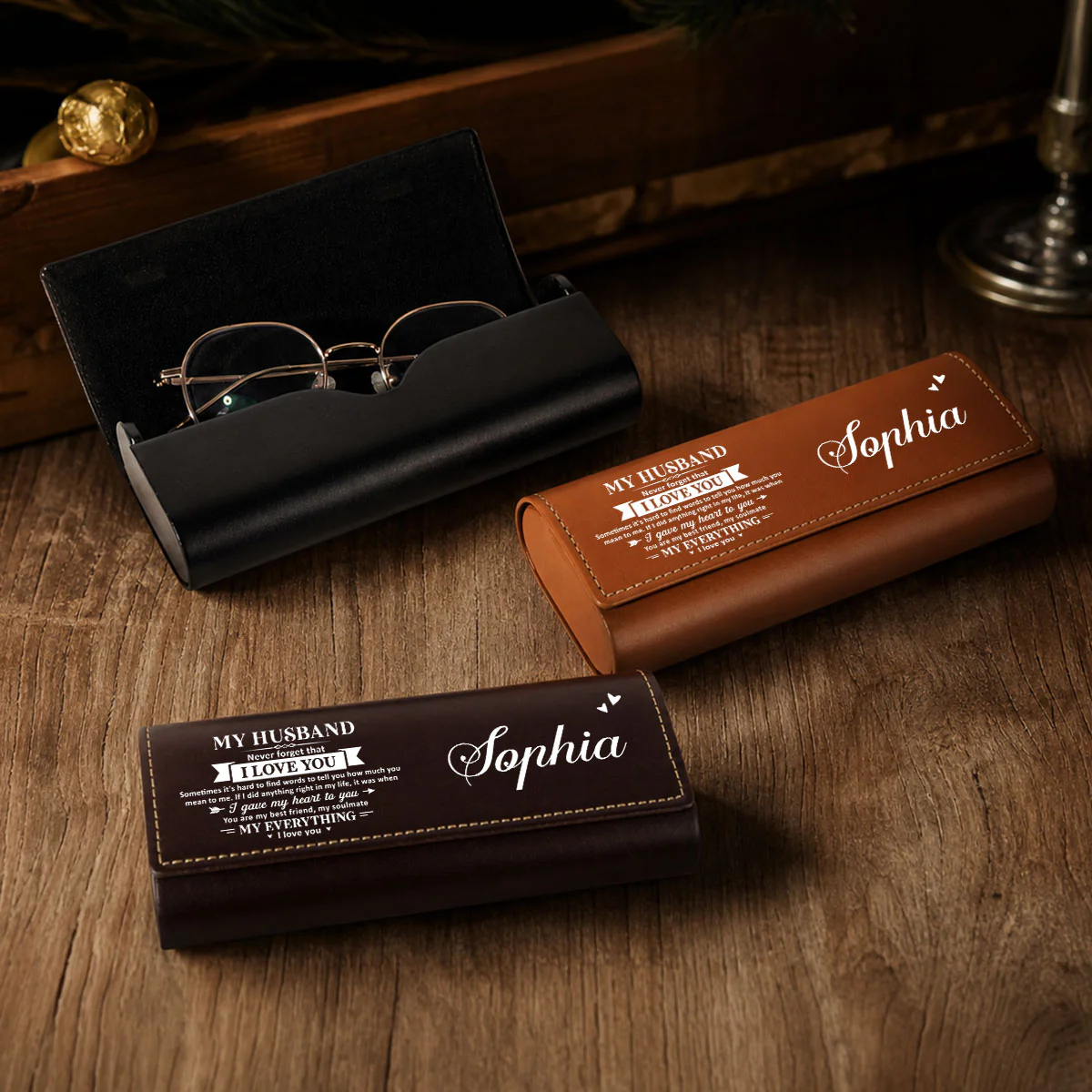 My Everything - Personalized Custom Leather Eyeglass Case - Image 5