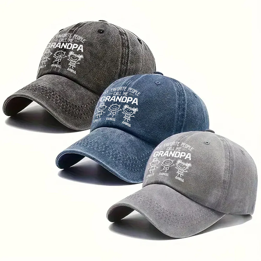 My Favorite People Call Me Legend - Personalized Custom Vintage Washed Denim Cap - Image 6