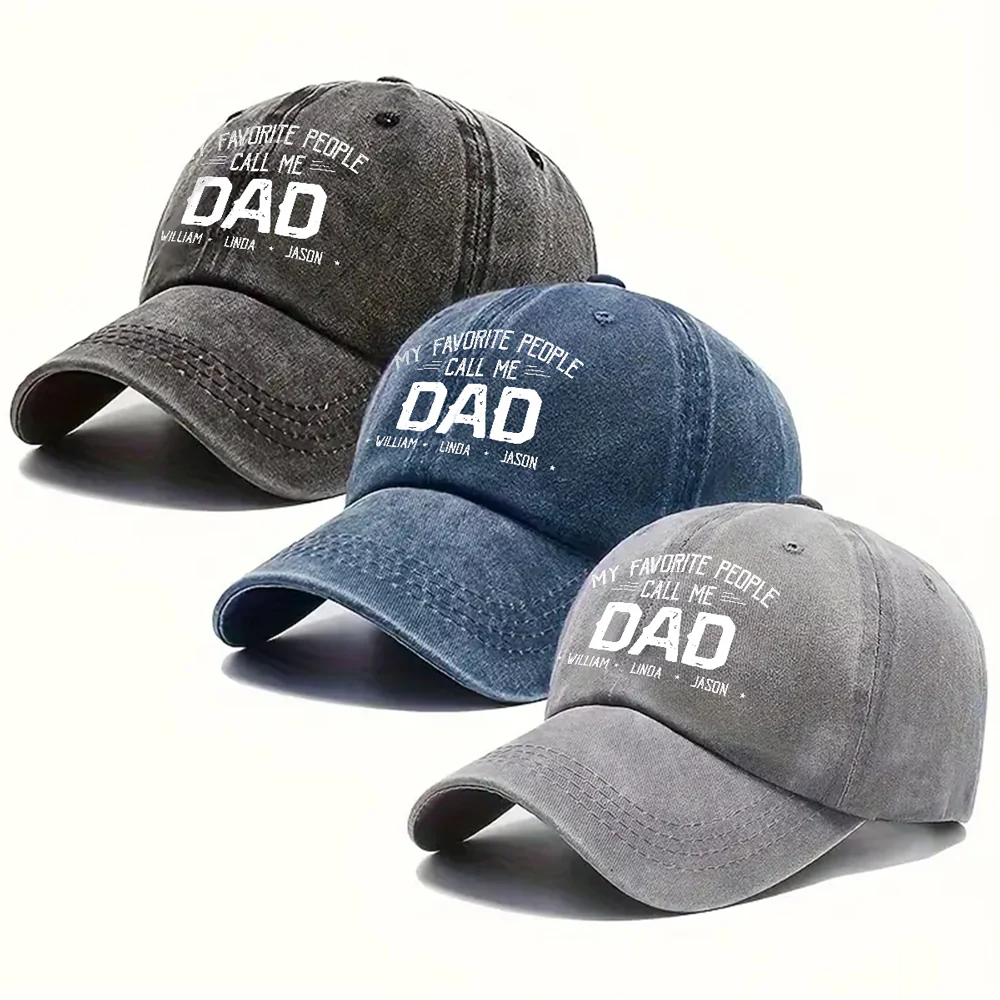 My Favorite People Call Me Love - Personalized Custom Vintage Washed Denim Cap - Image 5