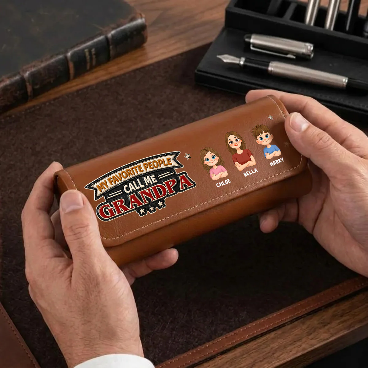 My Favorite People Call Me - Personalized Custom Leather Eyeglass Case - Image 3
