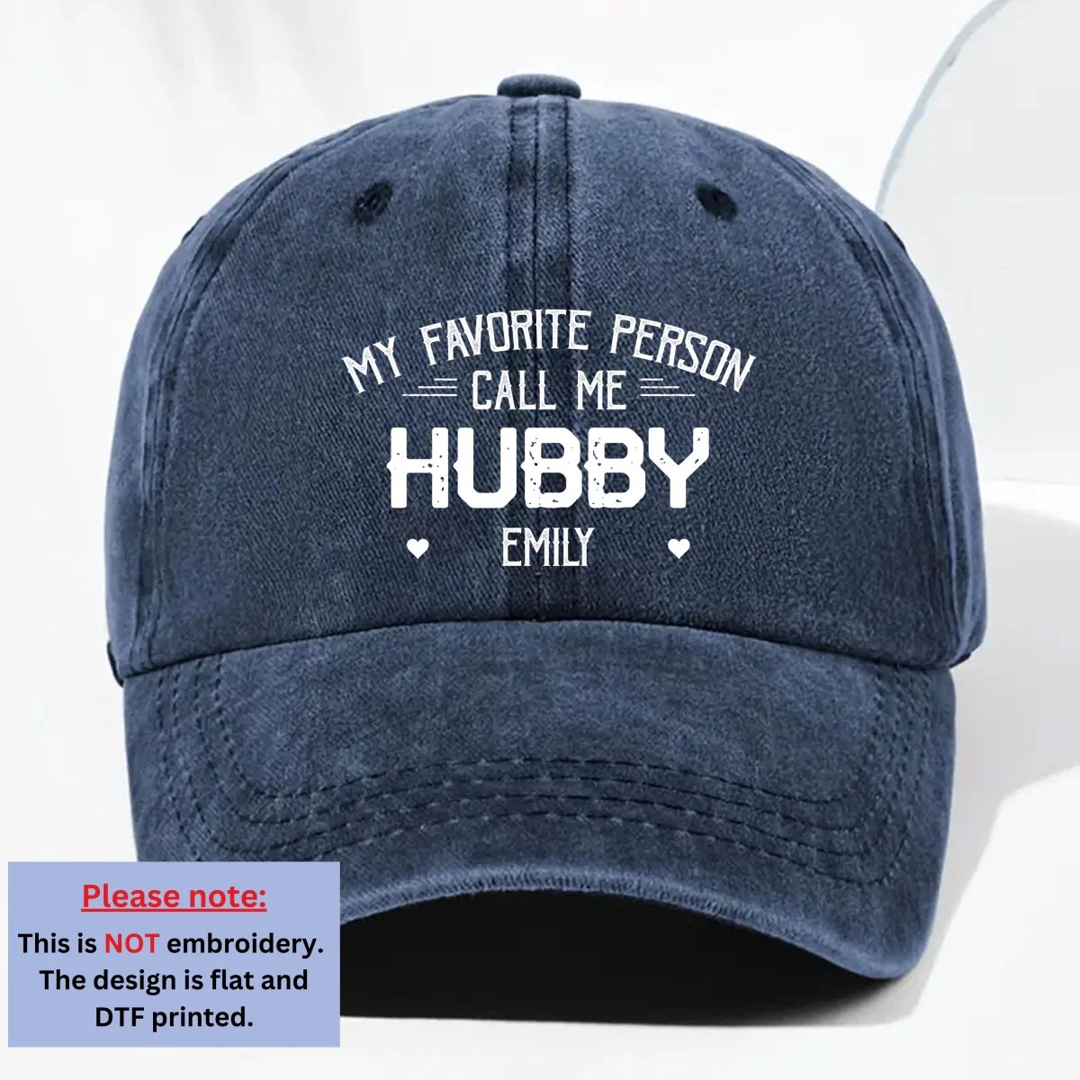 My Favorite Person Call Me Husband - Personalized Custom Vintage Washed Denim Cap - Image 10