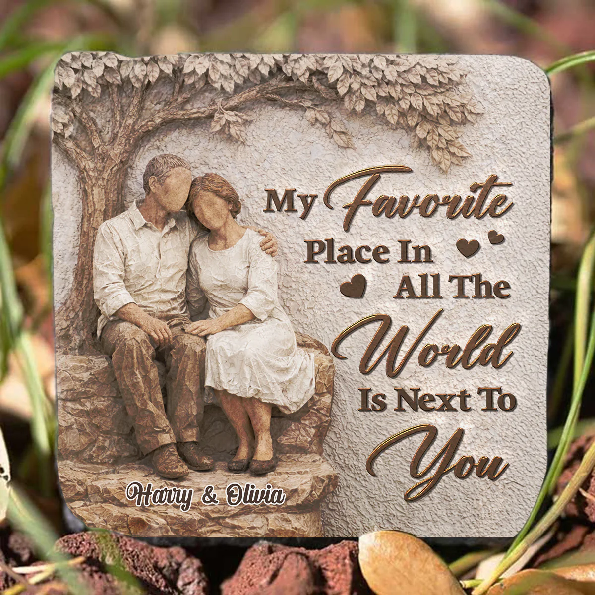 My Favorite Place Of All - Personalized Custom 3D Effect Square Shaped Stone - Image 3