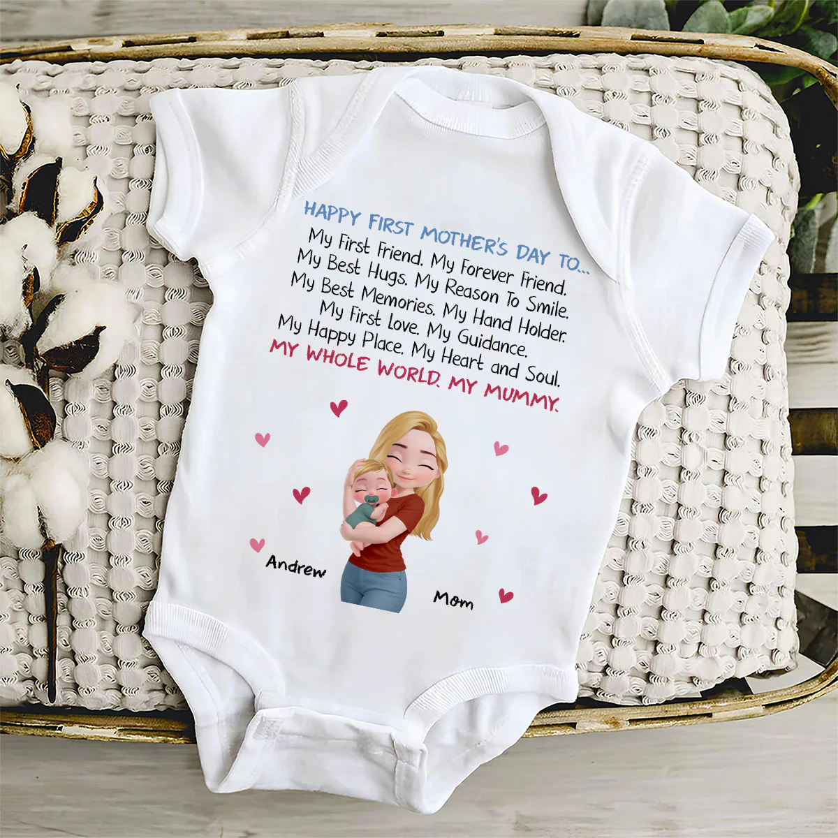 My First Friend My Whole World - Personalized Custom Baby Onesie - Image 4