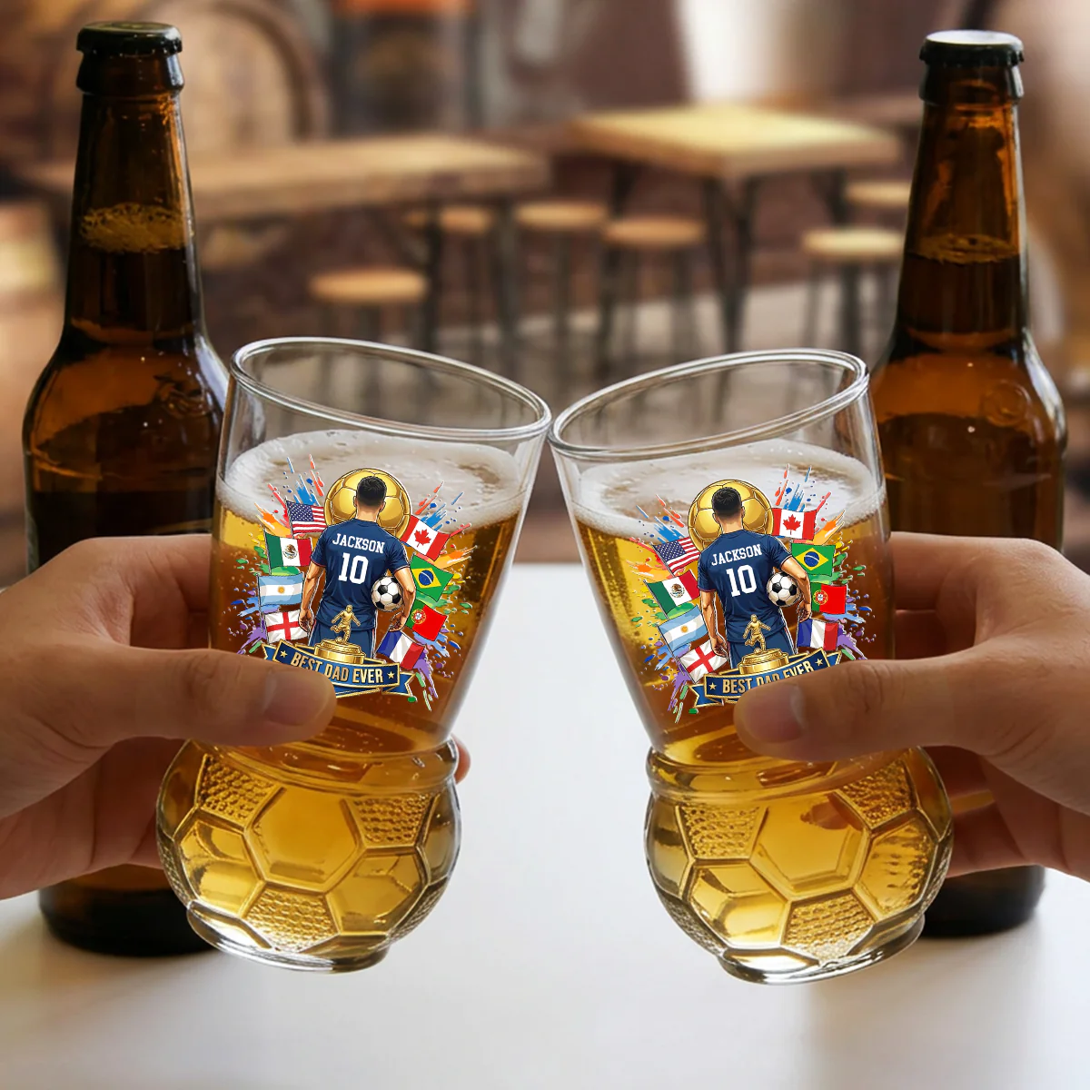 My Football Hero - Personalized Custom Football Beer Glass - Image 2