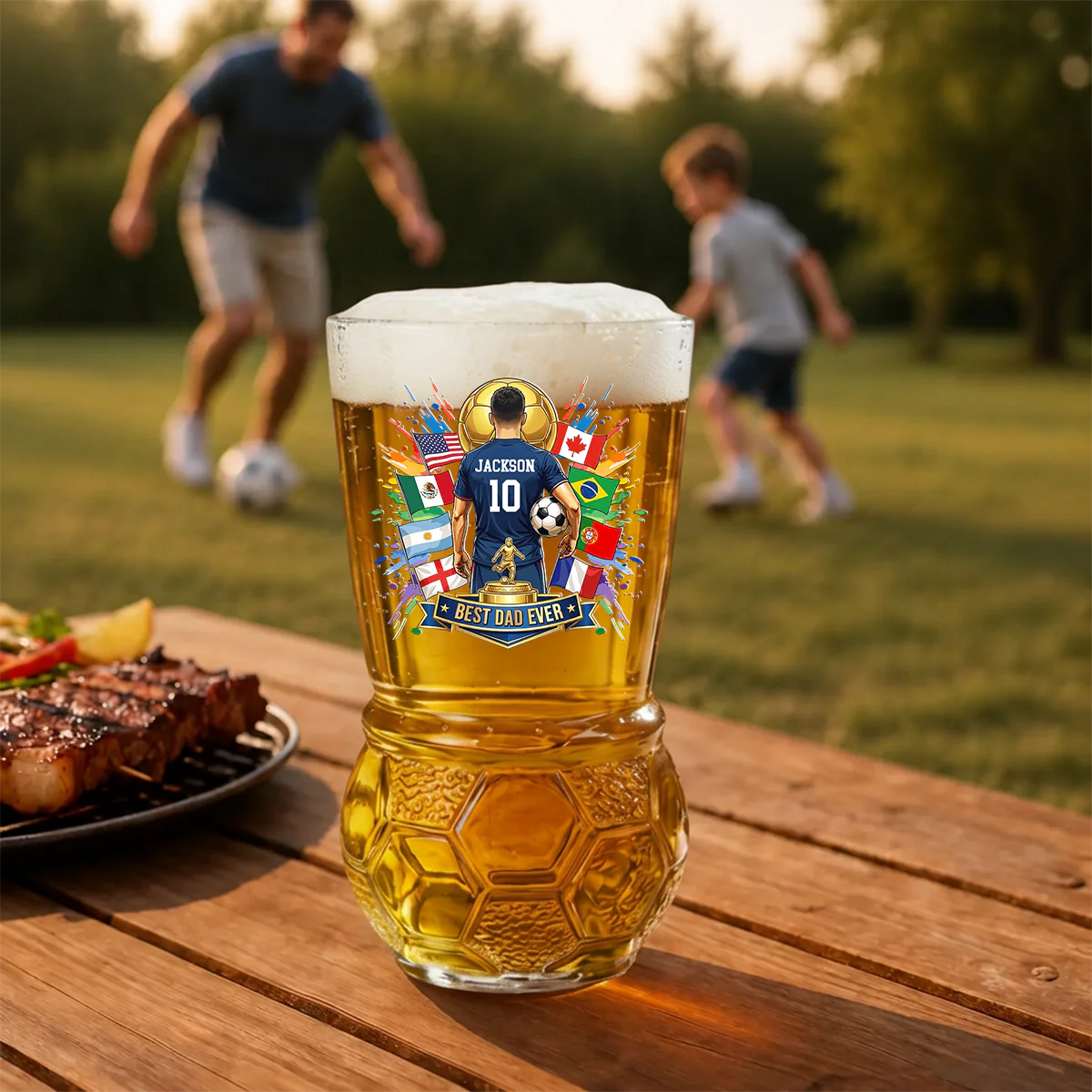 My Football Hero - Personalized Custom Football Beer Glass - Image 5