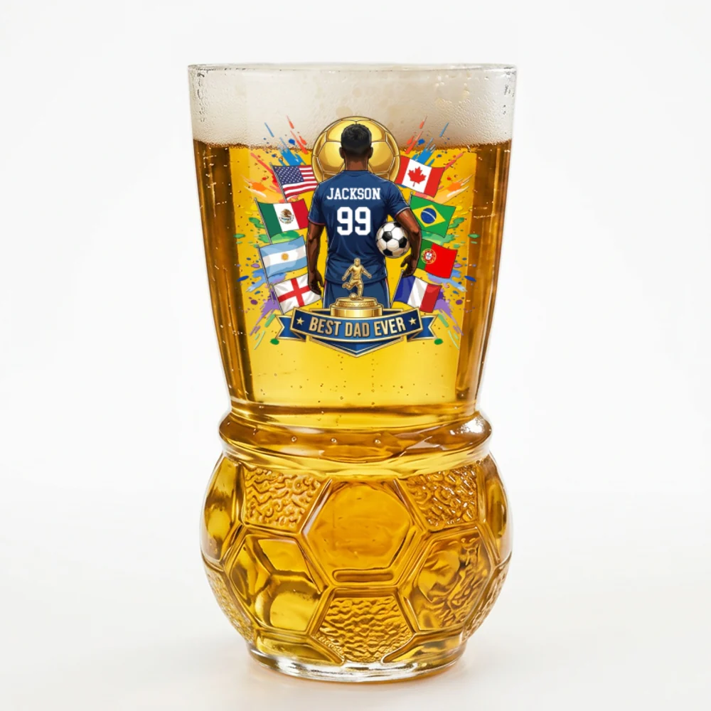 My Football Hero - Personalized Custom Football Beer Glass - Image 7
