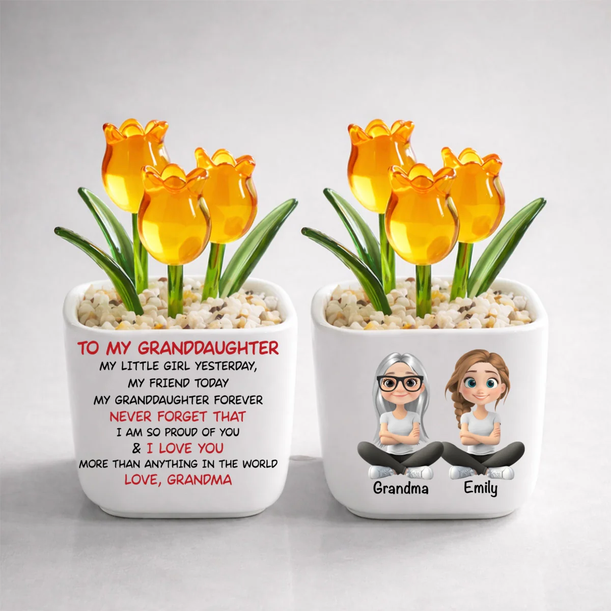 My Granddaughter Forever - Personalized Custom Glass Everlasting Tulips - Image 11