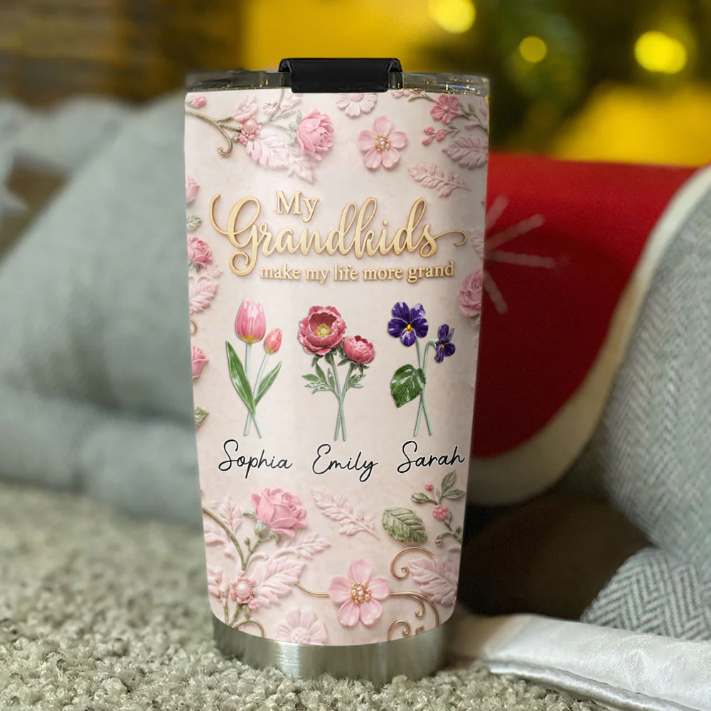 My Grandkids Make Life Bloom - Personalized Custom 3D Effect Tumbler - Image 5