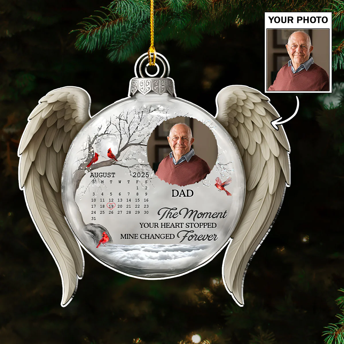 My Heart Changed Forever Angle Wings - Personalized Custom Acrylic Ornament