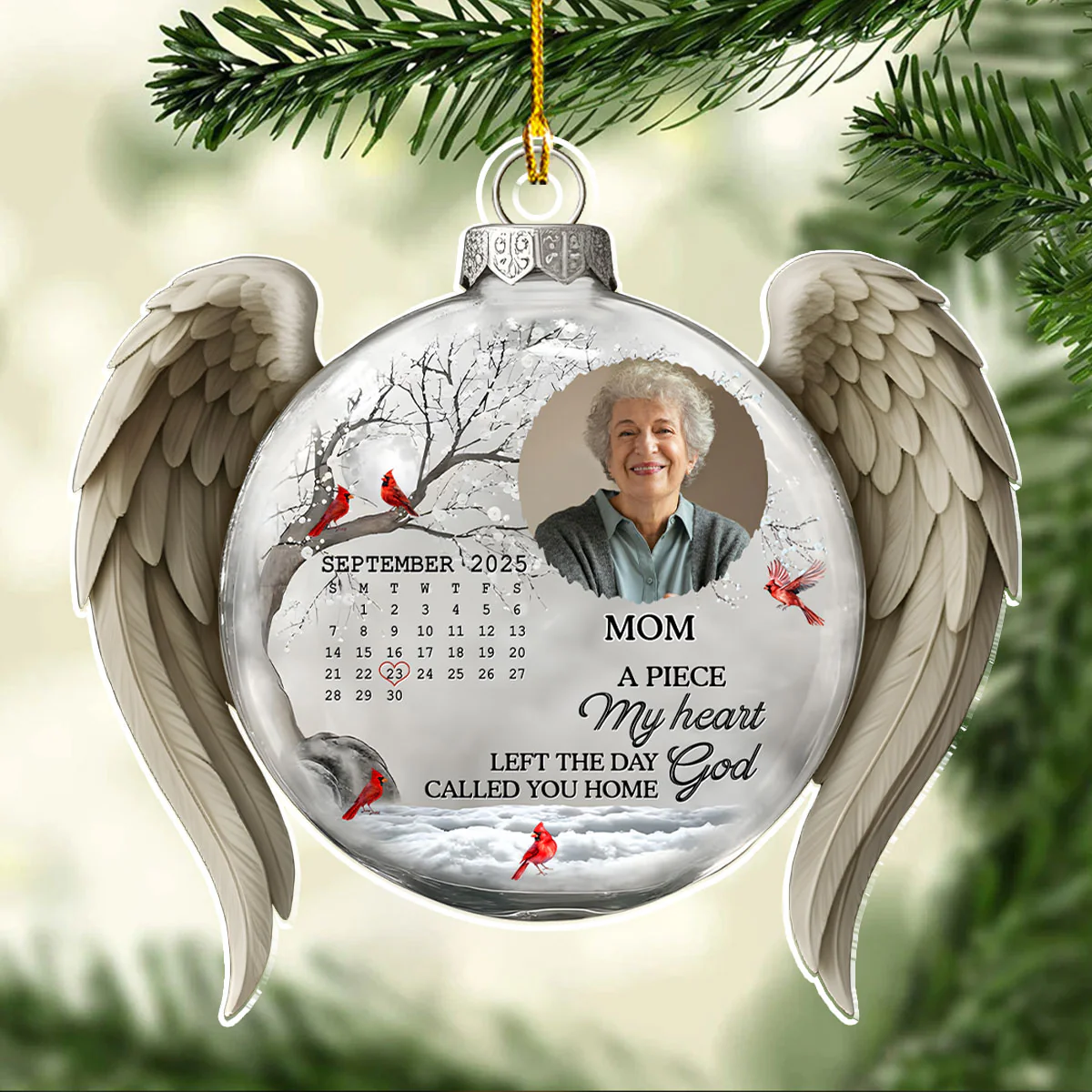 My Heart Changed Forever Angle Wings - Personalized Custom Acrylic Ornament - Image 2