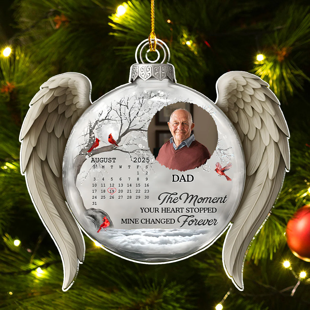My Heart Changed Forever Angle Wings - Personalized Custom Acrylic Ornament - Image 3