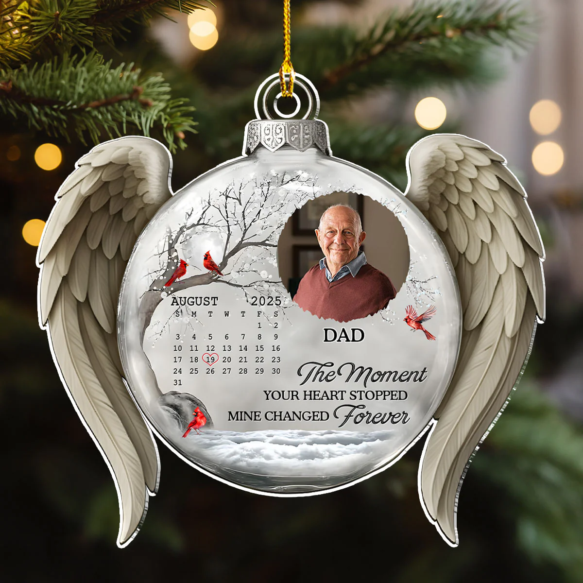 My Heart Changed Forever Angle Wings - Personalized Custom Acrylic Ornament - Image 4