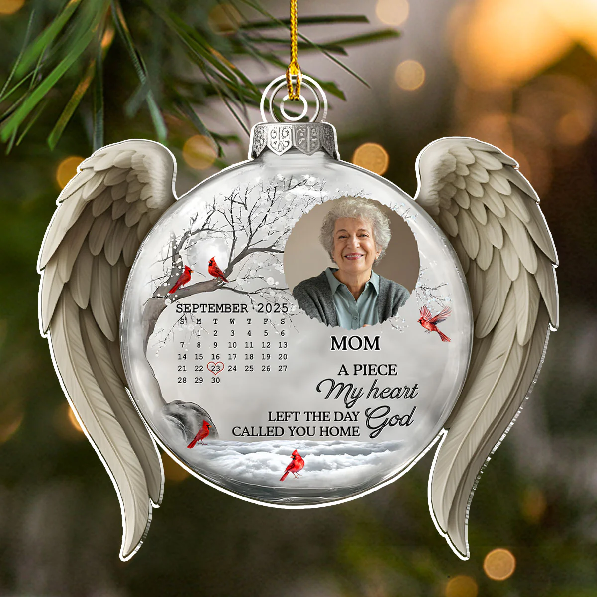My Heart Changed Forever Angle Wings - Personalized Custom Acrylic Ornament - Image 5