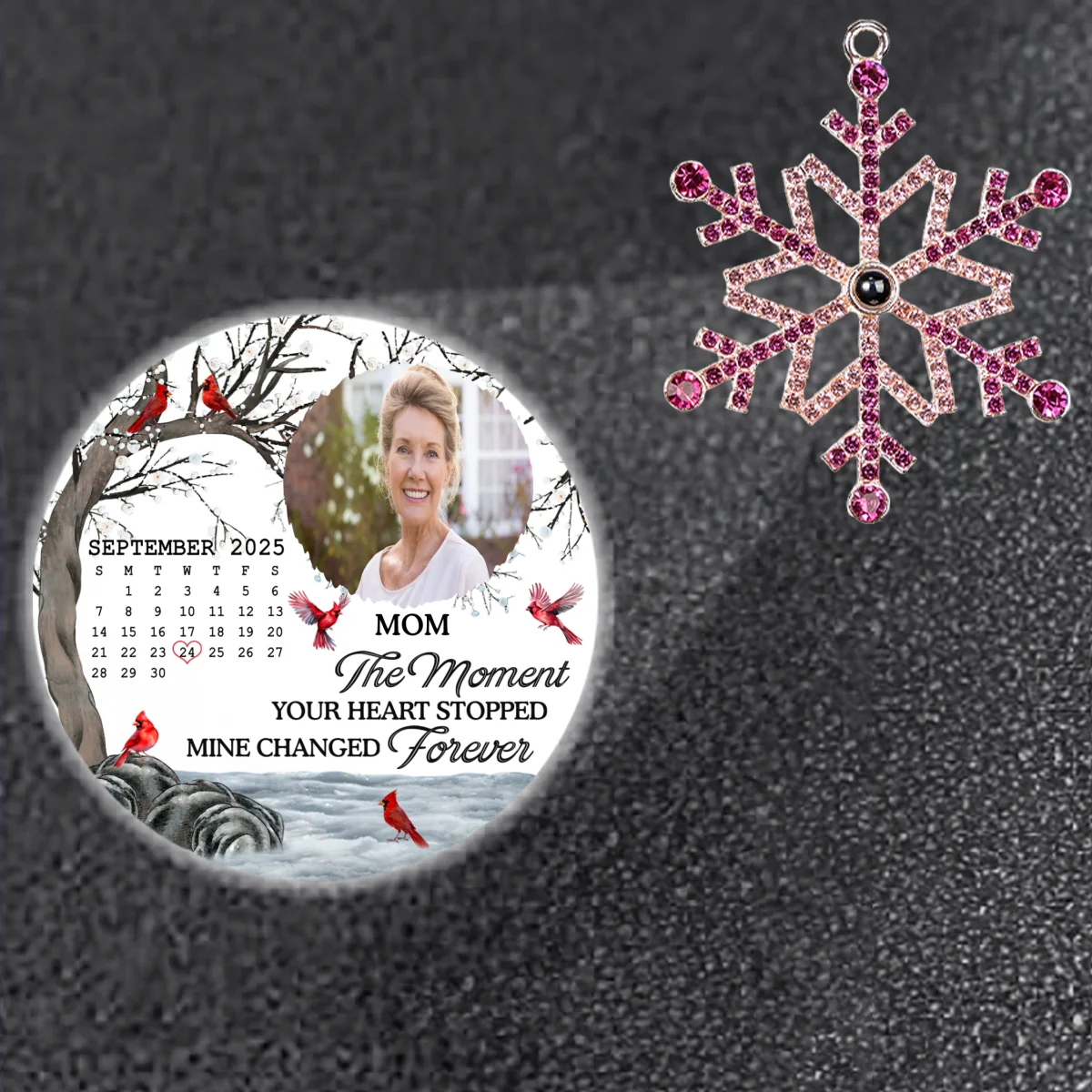 My Heart Changed Forever - Personalized Custom Photo Snowflake Projection Ornament - Image 9
