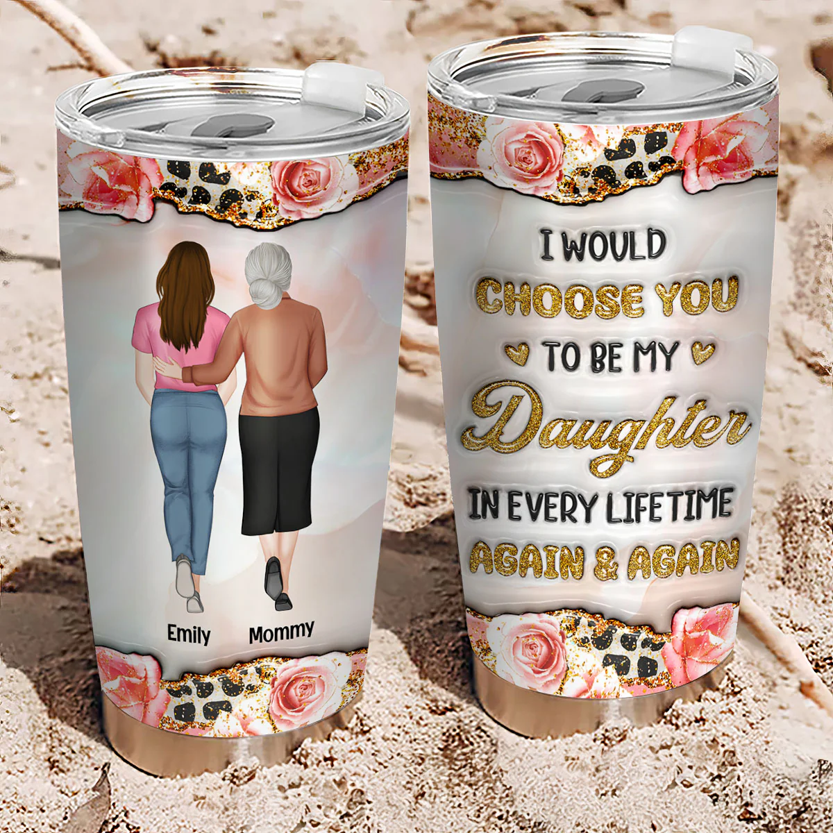 My Heart My Daughter - Personalized Custom 3D Inflated Effect Tumbler - Image 4