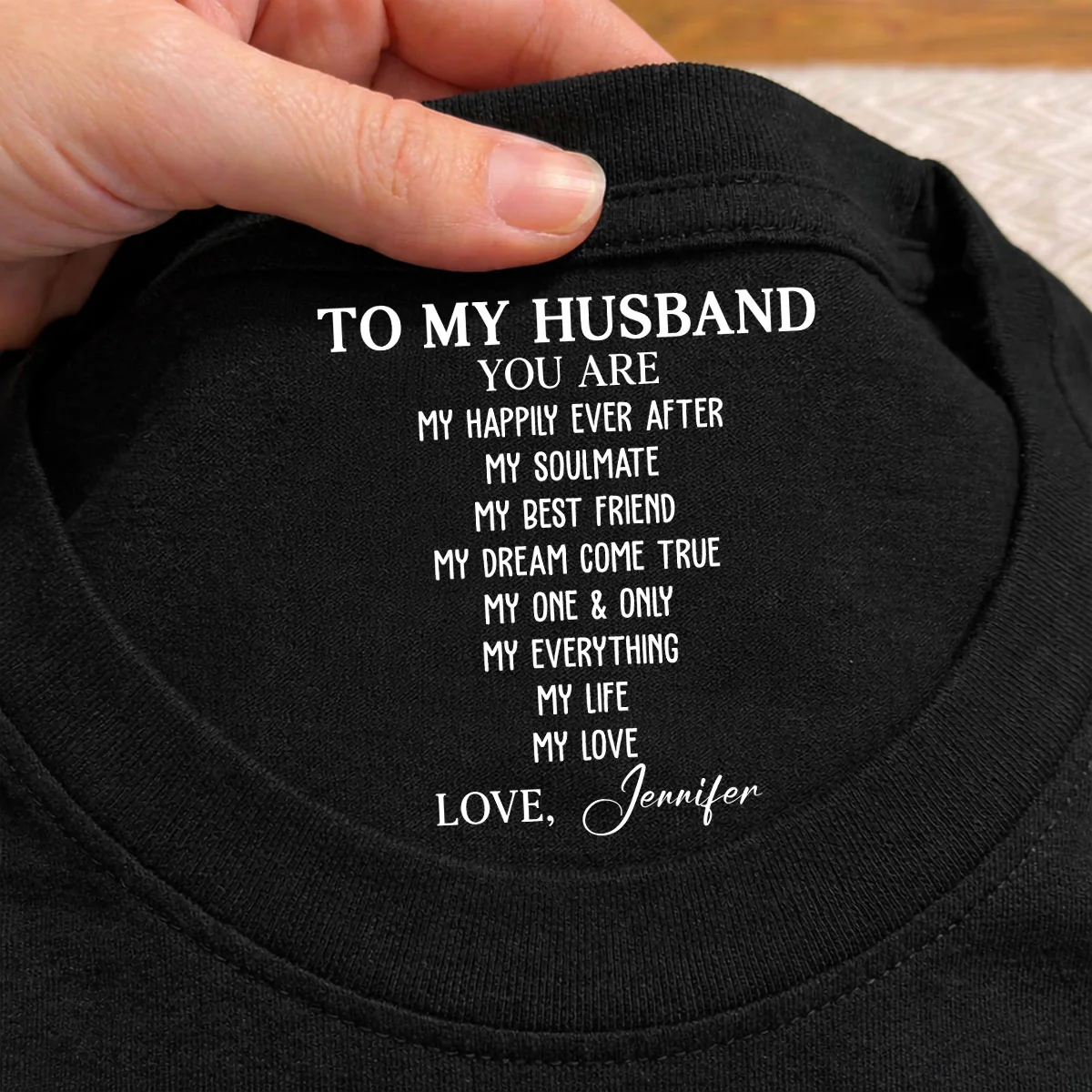 My Life My Love My Everything - Personalized Custom Inside Neck Print T-Shirt - Image 2