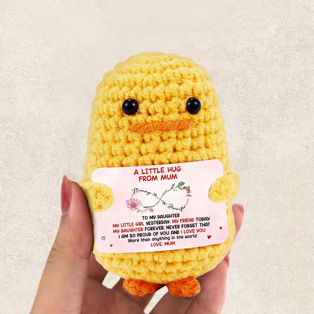 My Little Daughter - Personalized Custom Duck Crocheted Plushie With Message - Image 3