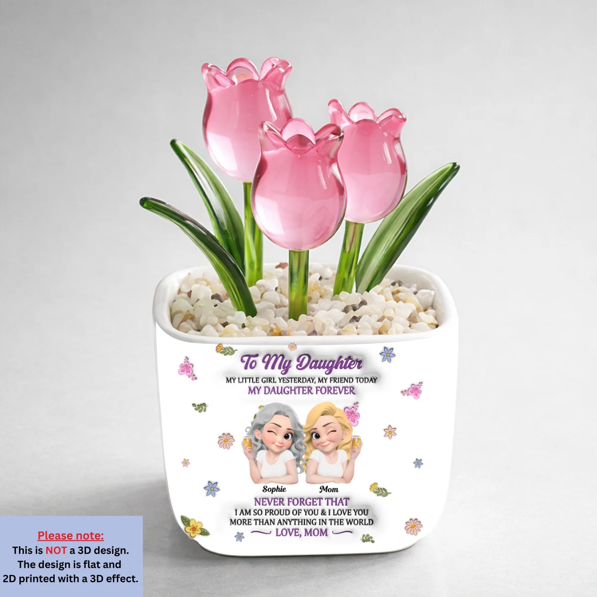 My Little Girl My Daughter - Personalized Custom Glass Everlasting Tulips - Image 10