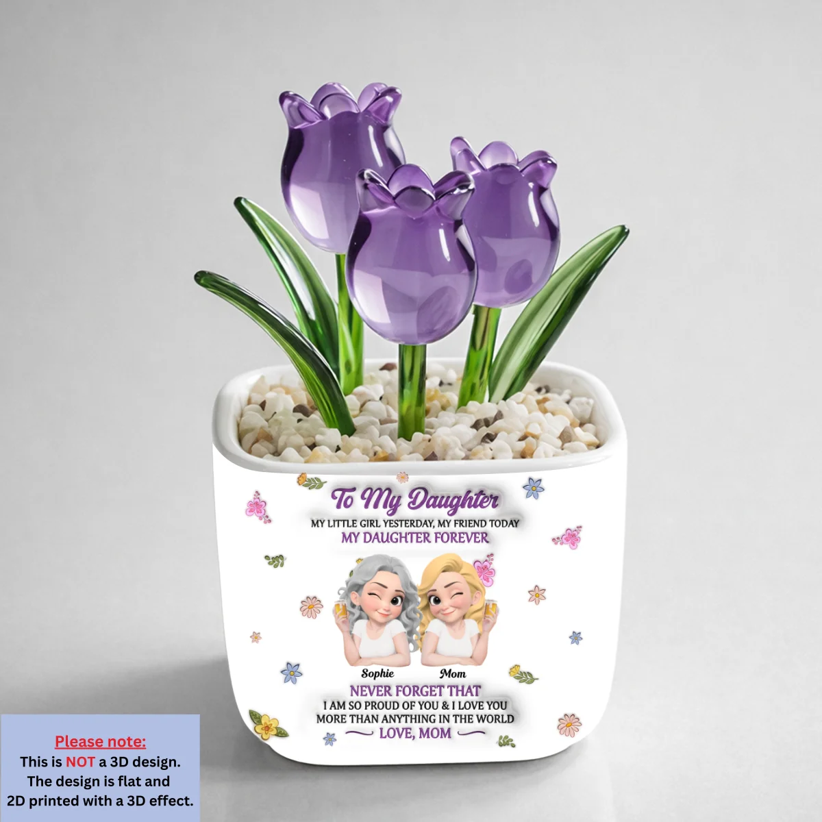 My Little Girl My Daughter - Personalized Custom Glass Everlasting Tulips - Image 11