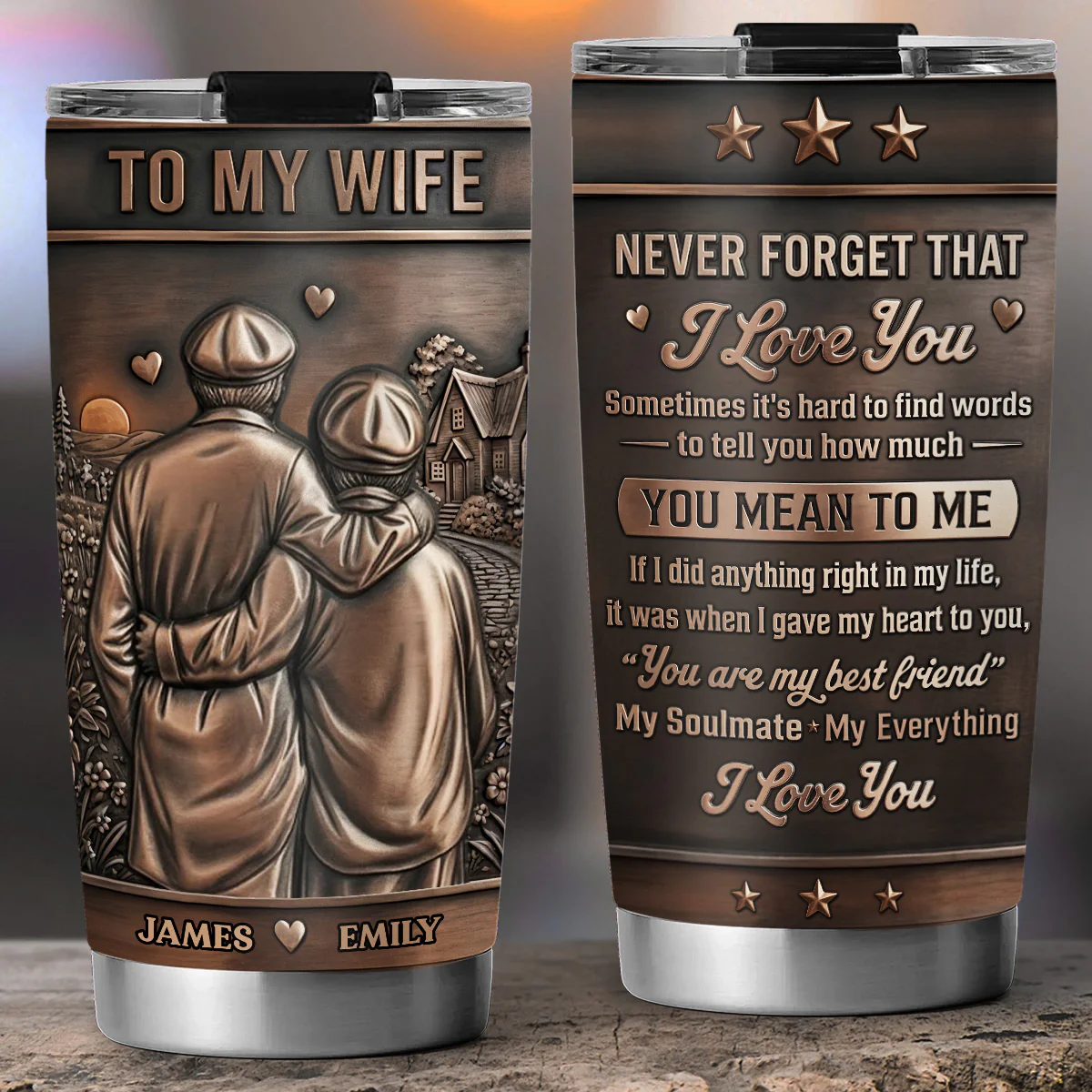 My Love For Wife - Personalized Custom 3D Effect Tumbler - Image 3