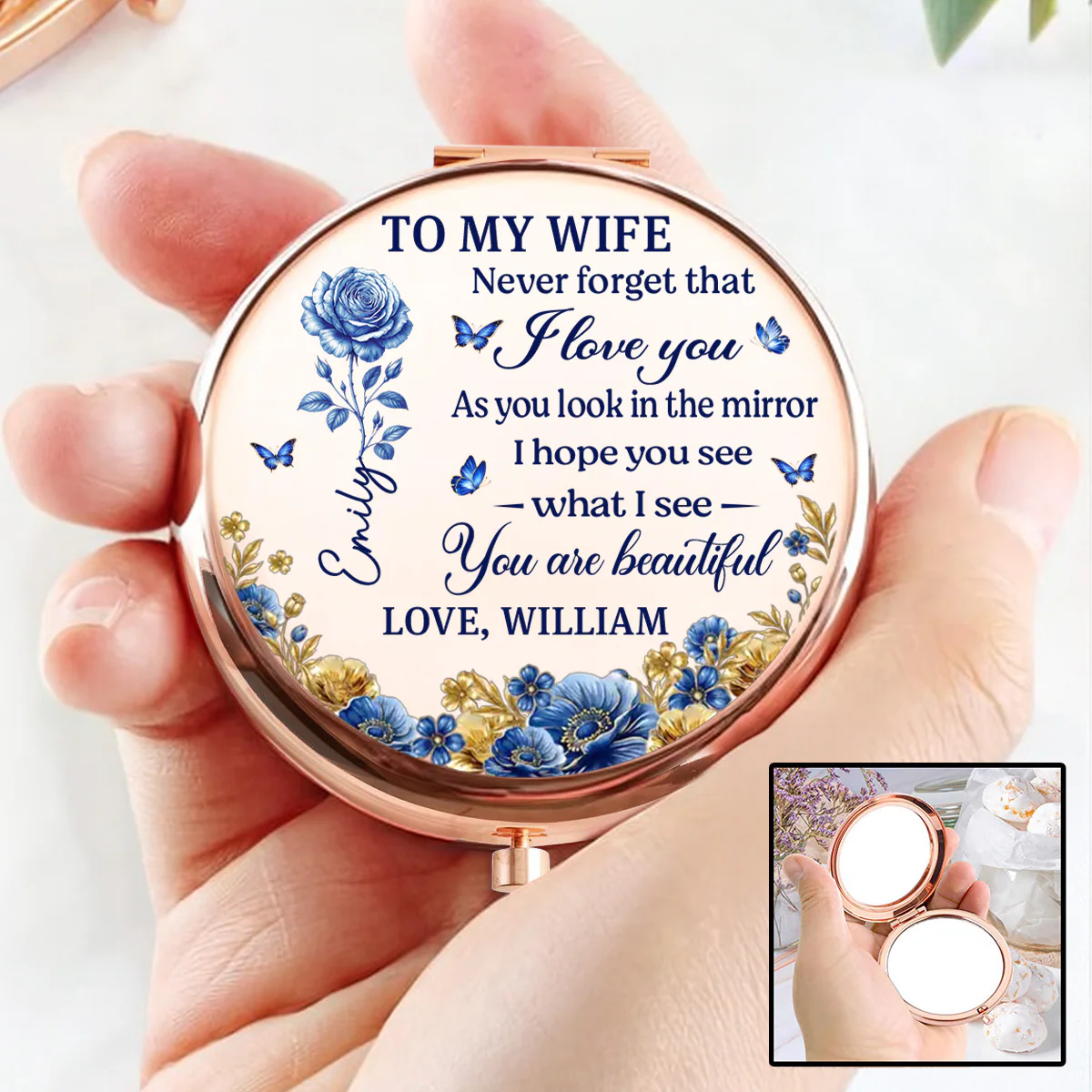 My Love Reflects Back Always - Personalized Custom Compact Mirror