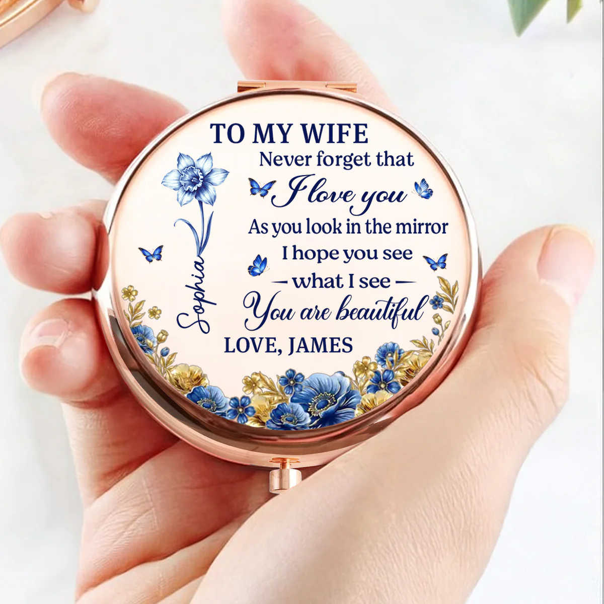 My Love Reflects Back Always - Personalized Custom Compact Mirror - Image 4